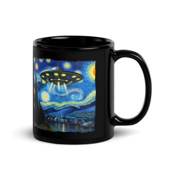 Starry Night UFO Parody Coffee Mug - Sci-Fi Art Mug
