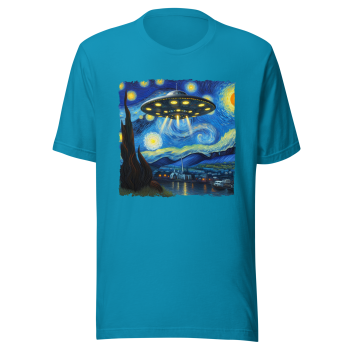 Starry Night UFO Parody Tee - Sci-Fi Art
