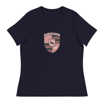 Stylish Porsche Parody Pork Logo Ladies Cut Funny Tee Shirt - Soft and Comfortable